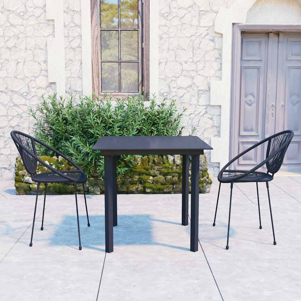 3-dijelni vrtni blagovaonski set od PVC ratana crni