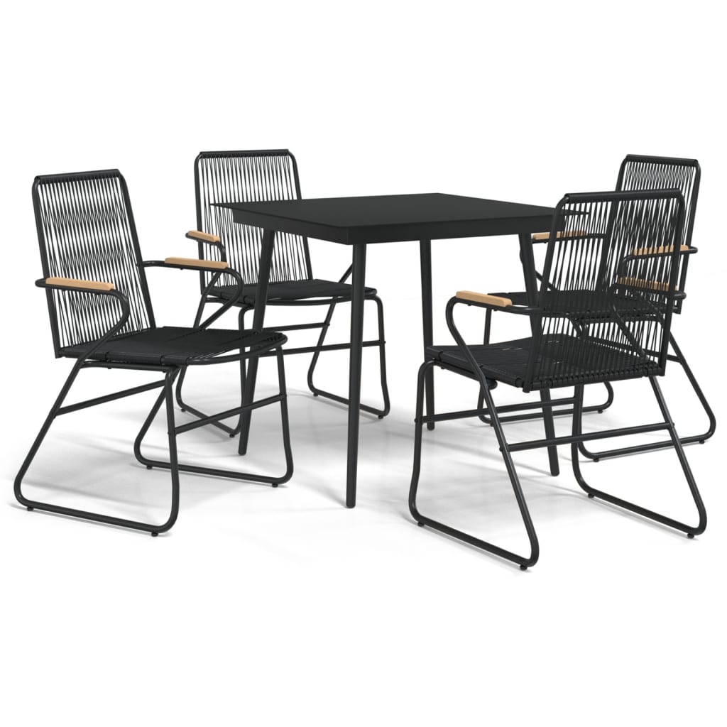 5-dijelni vrtni blagovaonski set od PVC ratana crni