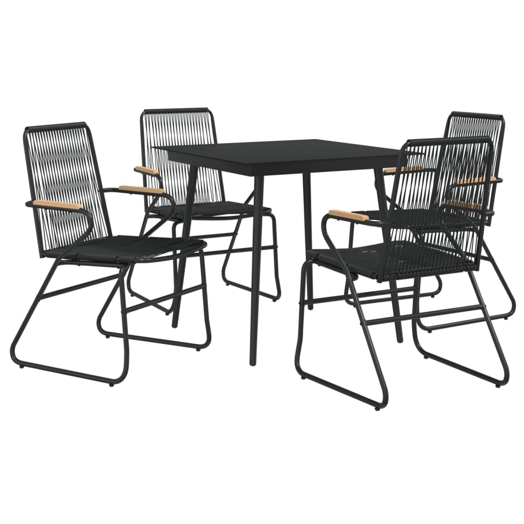 5-dijelni vrtni blagovaonski set od PVC ratana crni