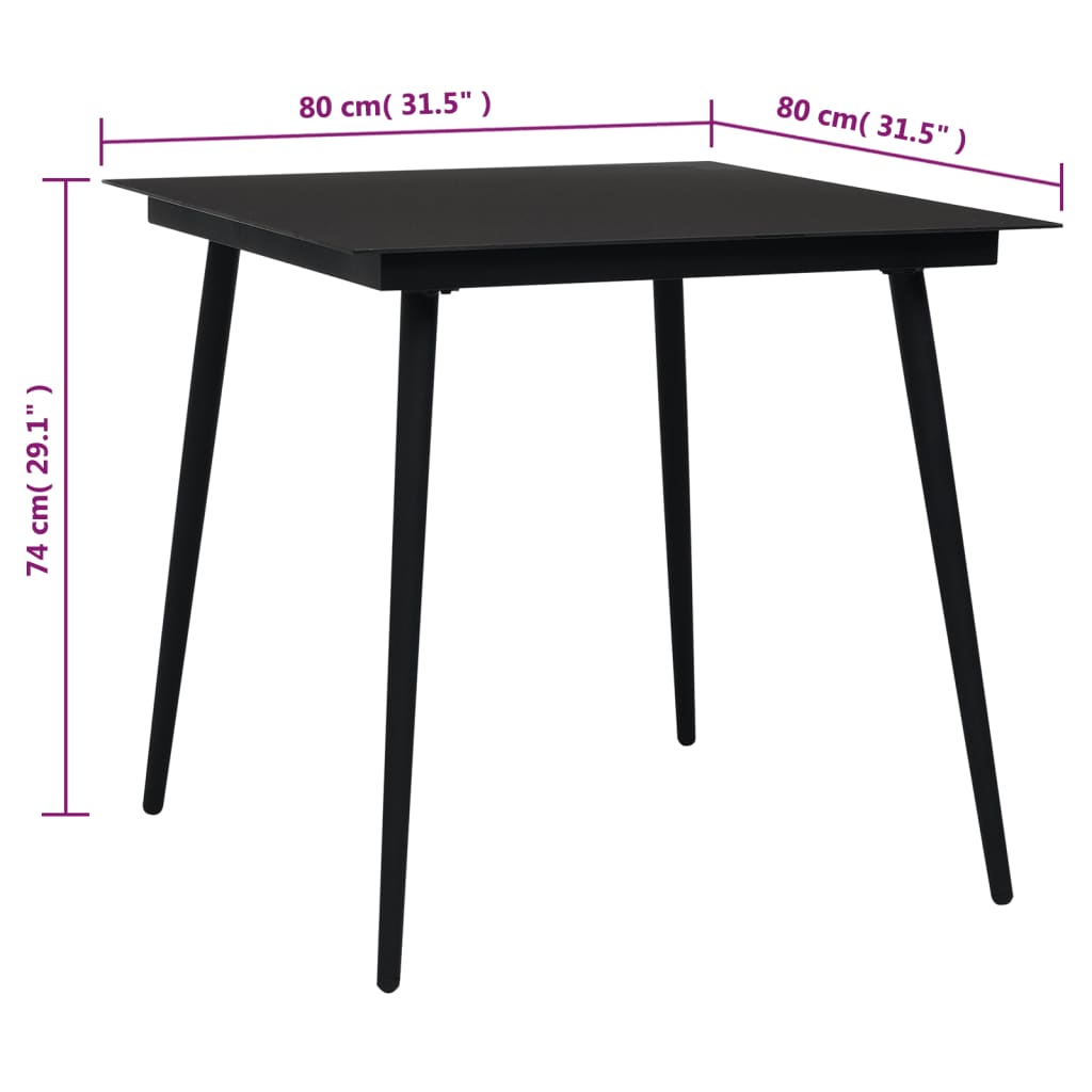 5-dijelni vrtni blagovaonski set od PVC ratana crni