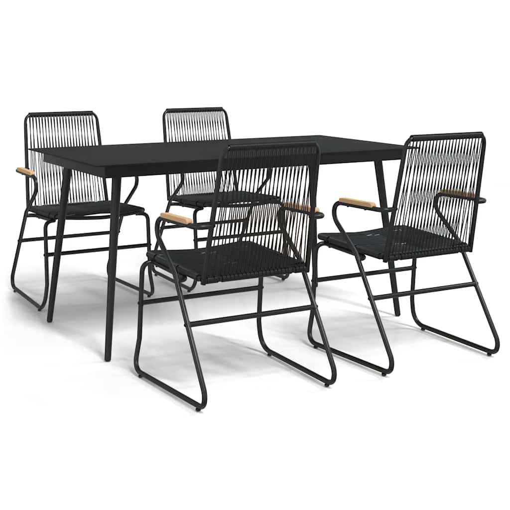 5-dijelni vrtni blagovaonski set od PVC ratana crni Crna