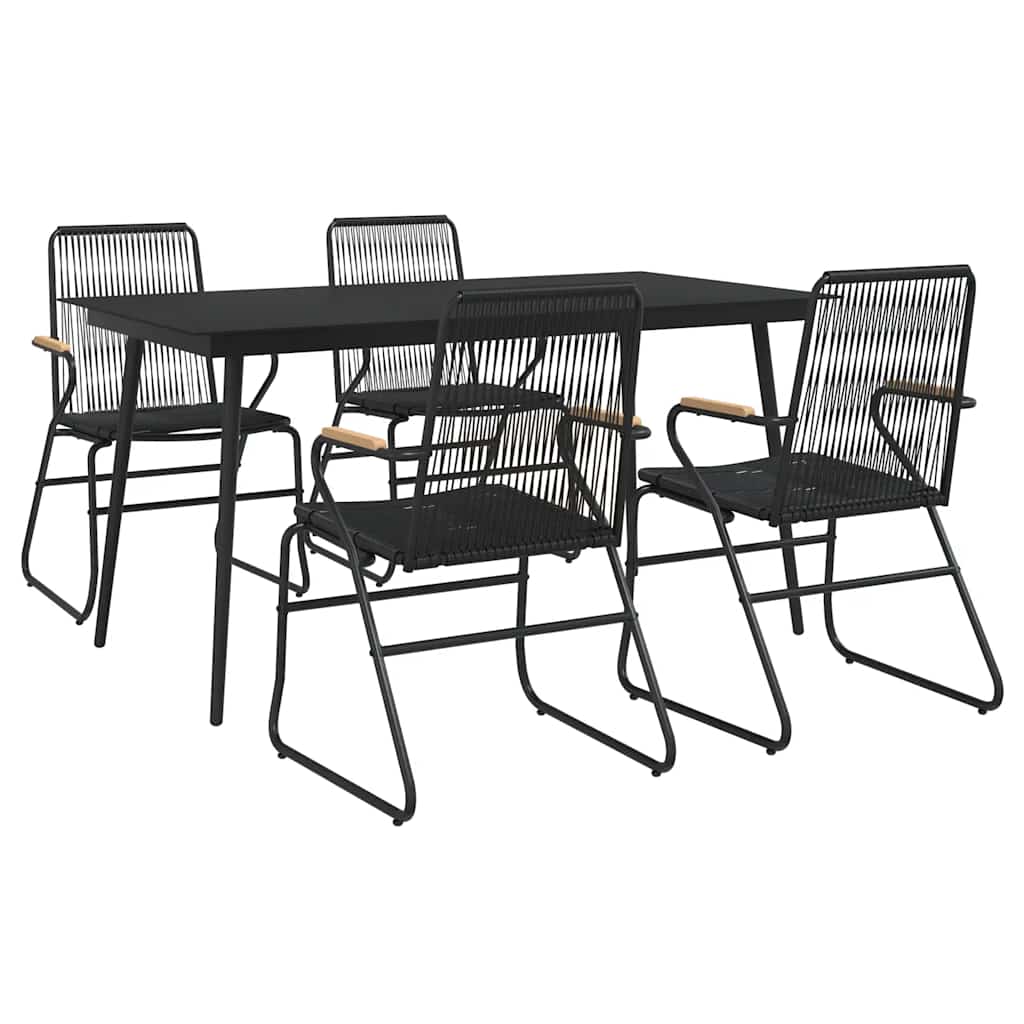 5-dijelni vrtni blagovaonski set od PVC ratana crni Crna