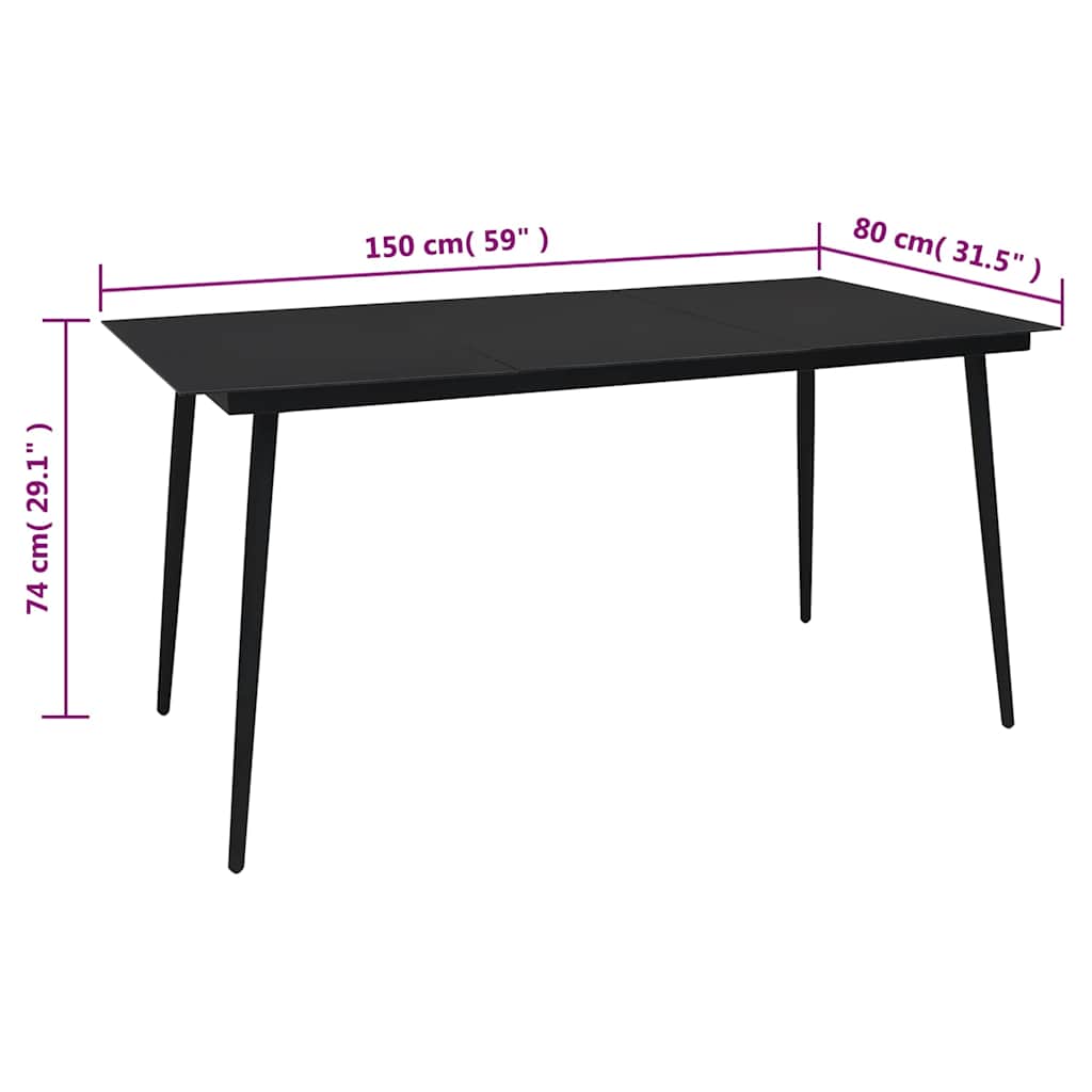5-dijelni vrtni blagovaonski set od PVC ratana crni Crna