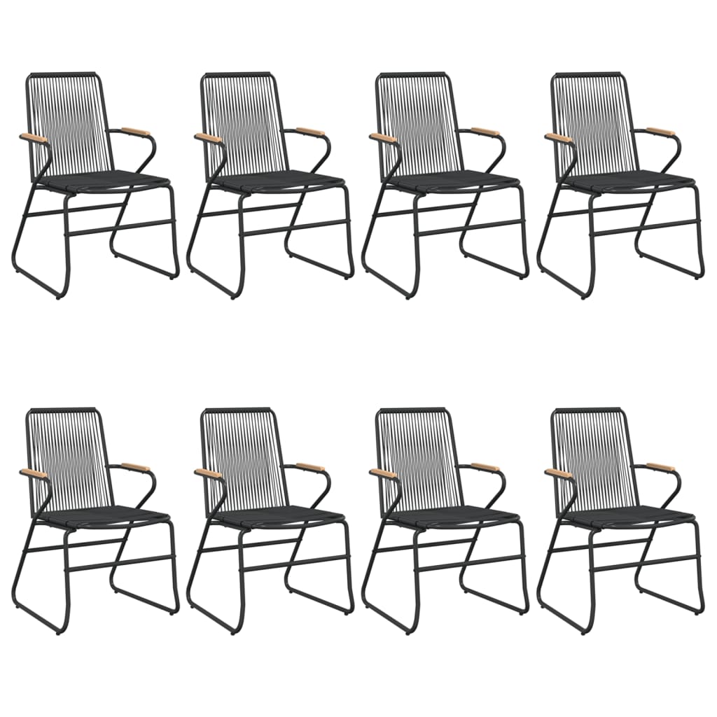 9-dijelni vrtni blagovaonski set od PVC ratana crni