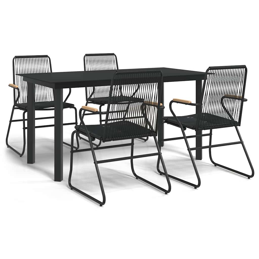 5-dijelni vrtni blagovaonski set od PVC ratana crni Crna
