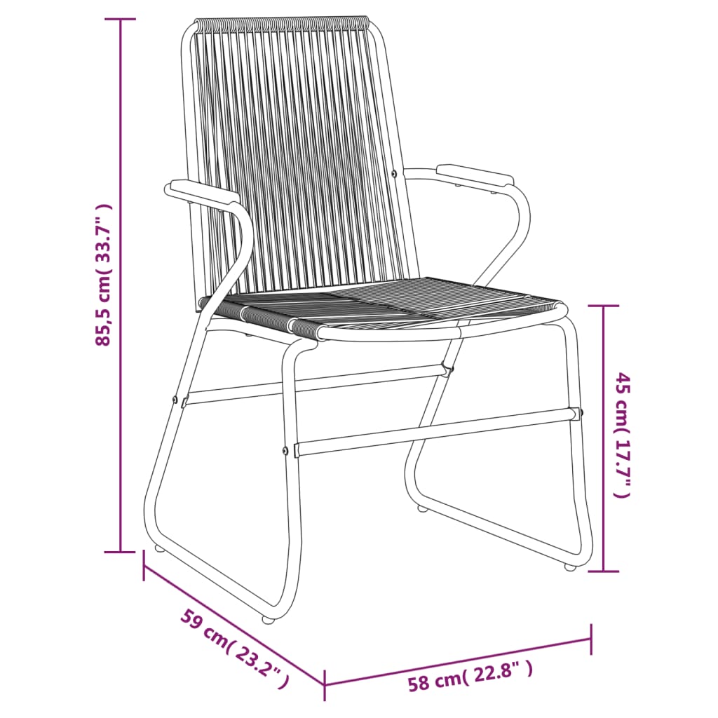 5-dijelni vrtni blagovaonski set od PVC ratana crni
