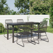 5-dijelni vrtni blagovaonski set od PVC ratana crni