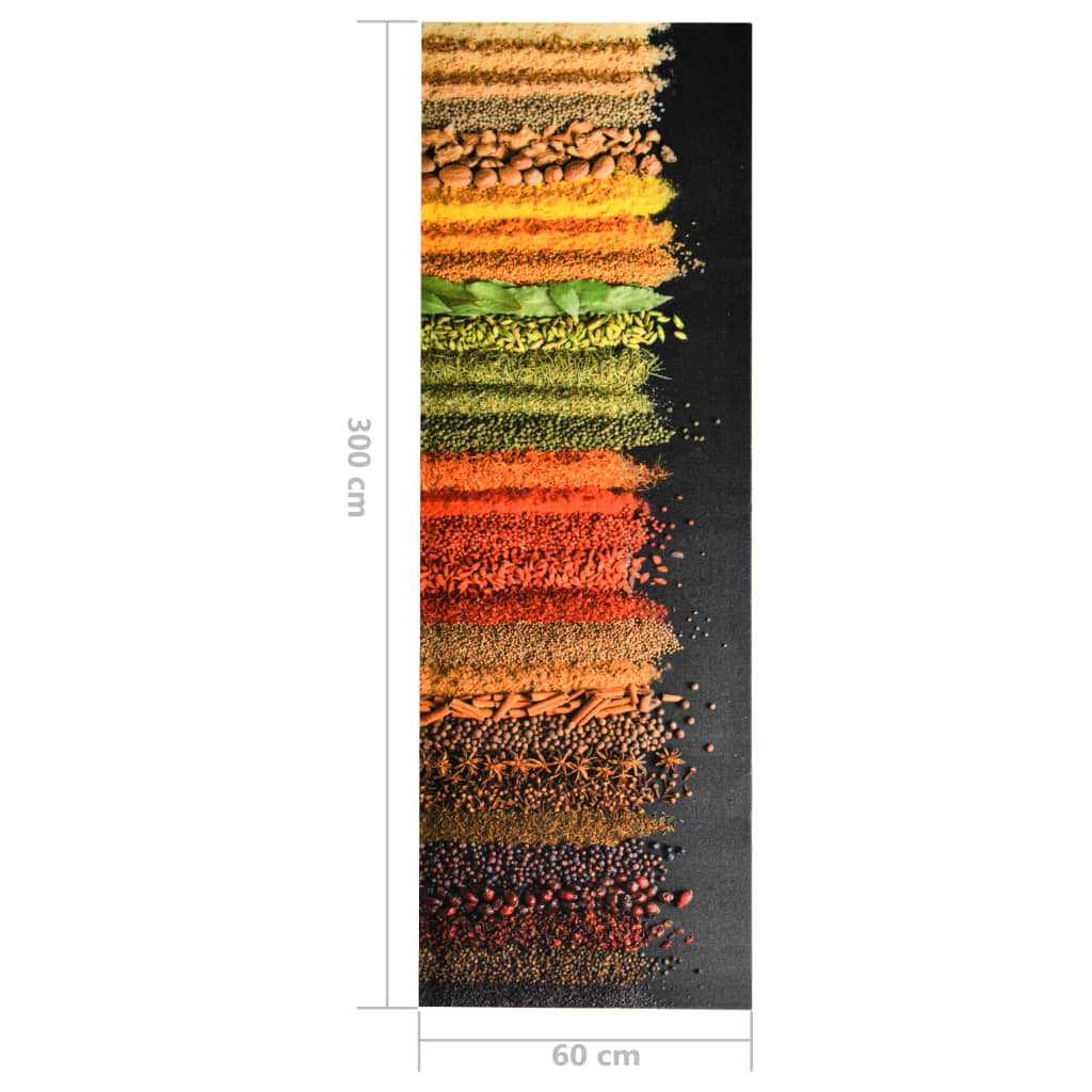 Kuhinjski tepih s uzorkom začina perivi 60 x 300 cm
