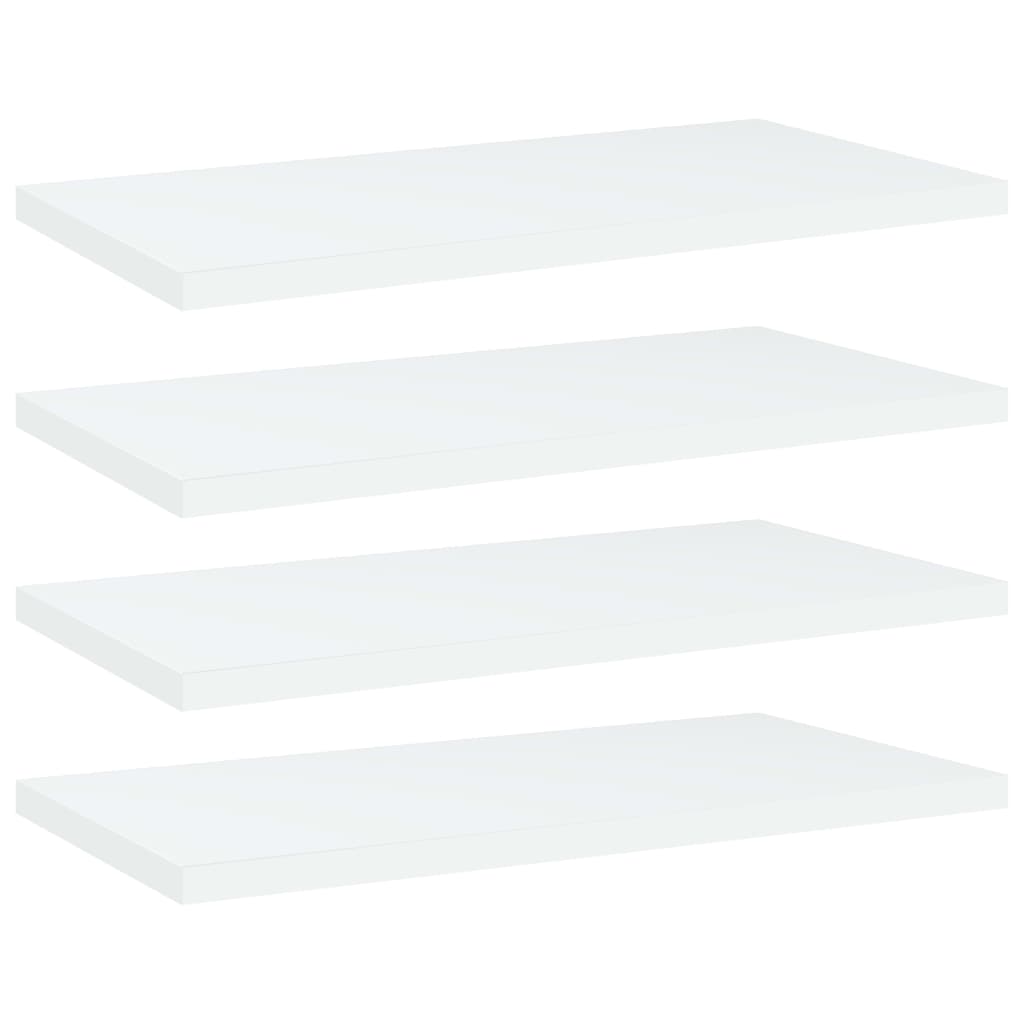 Police za knjige 4 kom bijele 40x20x1,5 cm konstruirano drvo