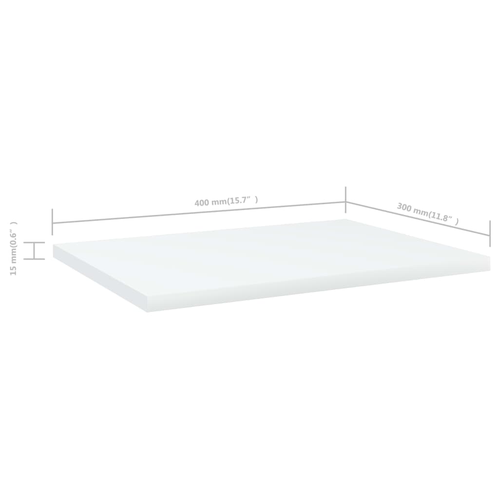 Police za knjige 4 kom bijele 40x30x1,5 cm konstruirano drvo