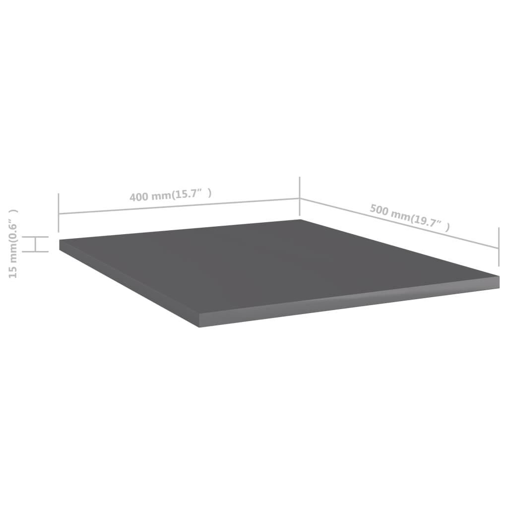 Police za knjige 8 kom visoki sjaj sive 40 x 50 x 1,5 cm drvene