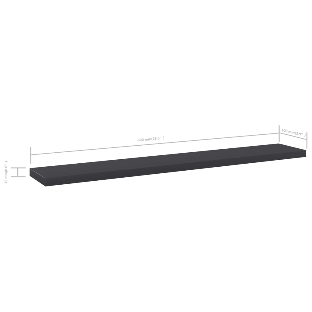 Police za knjige 4 kom sive 60 x 10 x 1,5 cm od iverice