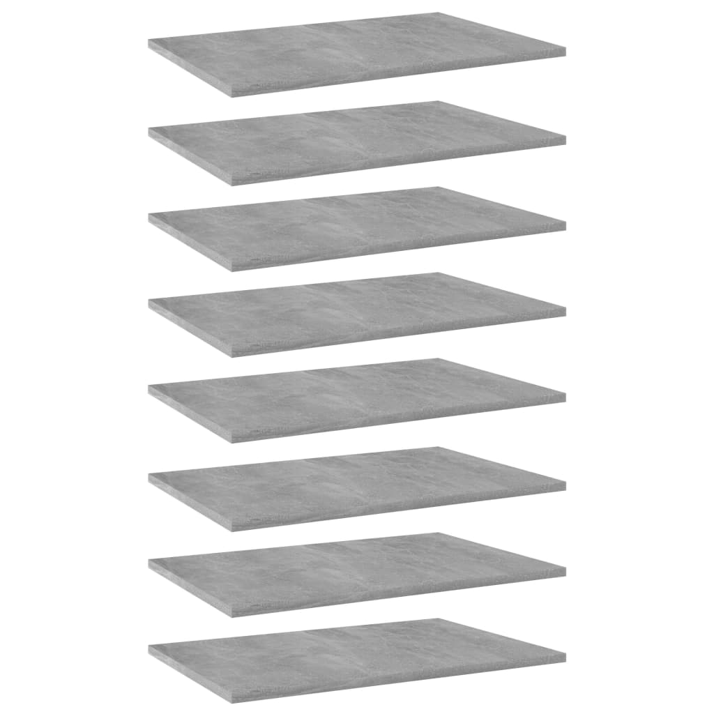 Police za knjige 8 kom siva boja betona 60x40x1,5 cm od iverice