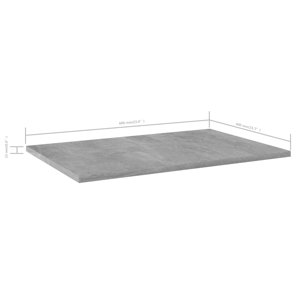 Police za knjige 8 kom siva boja betona 60x40x1,5 cm od iverice