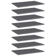 Police za knjige 8 kom visoki sjaj sive 60 x 40 x 1,5 cm drvene