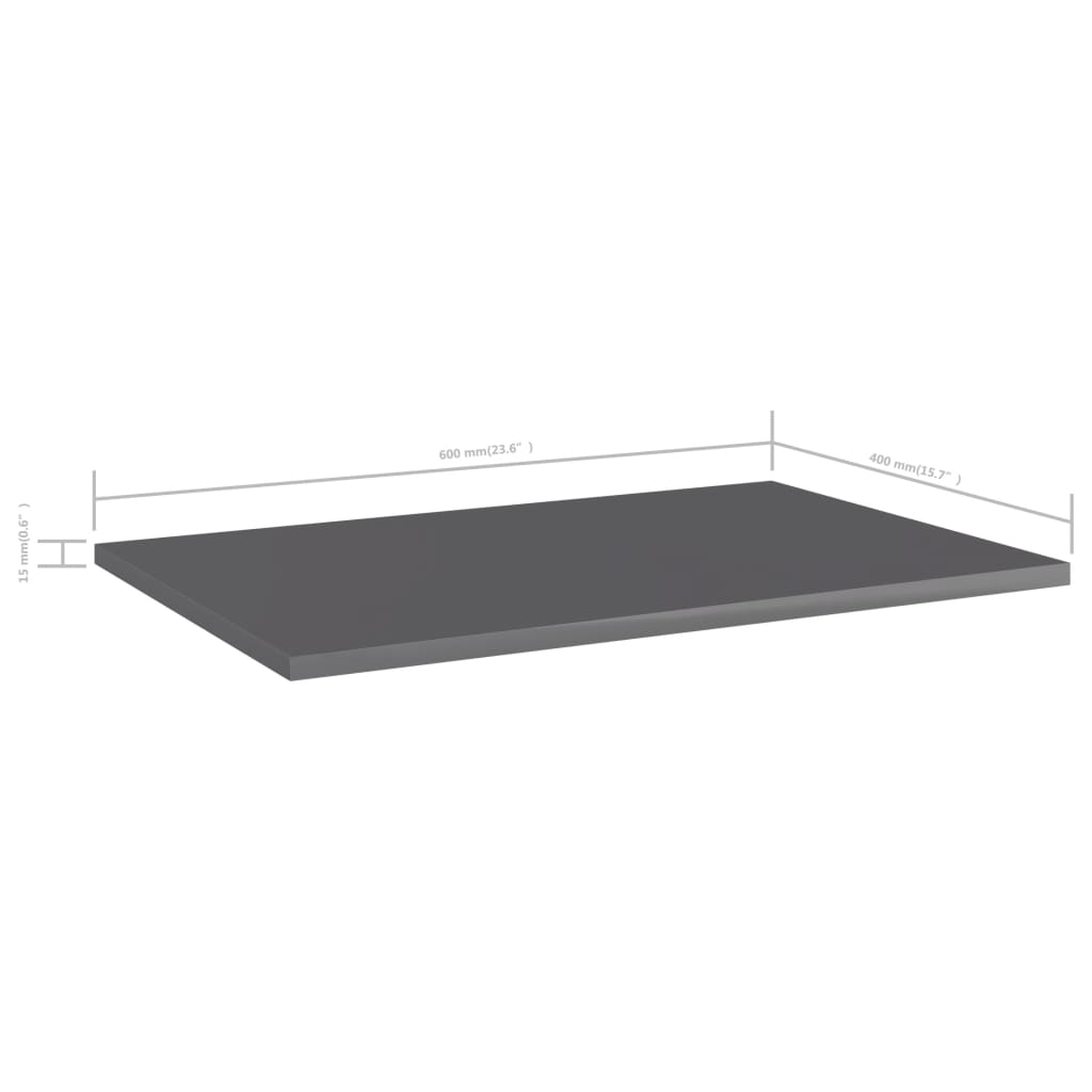 Police za knjige 8 kom visoki sjaj sive 60 x 40 x 1,5 cm drvene