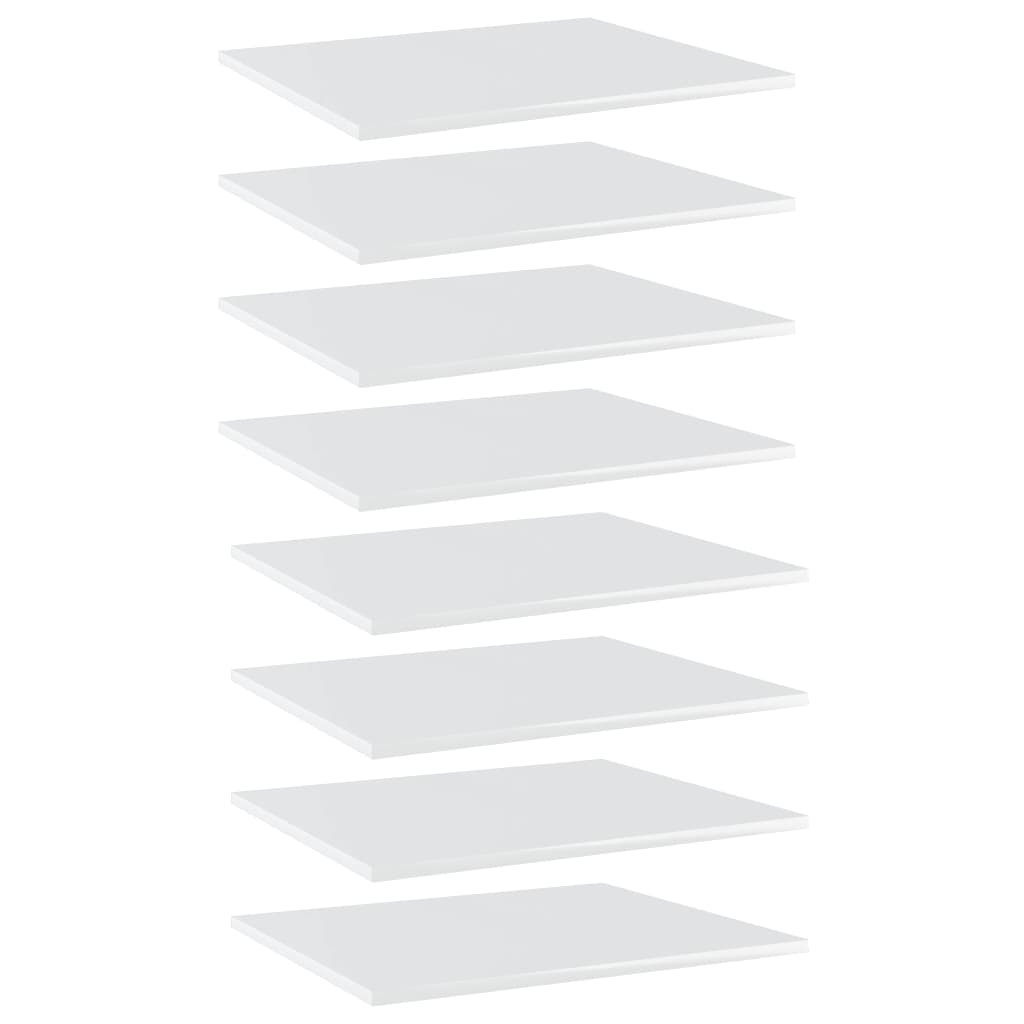 Police za knjige 8 kom visoki sjaj bijele 60x50x1,5 cm iverica