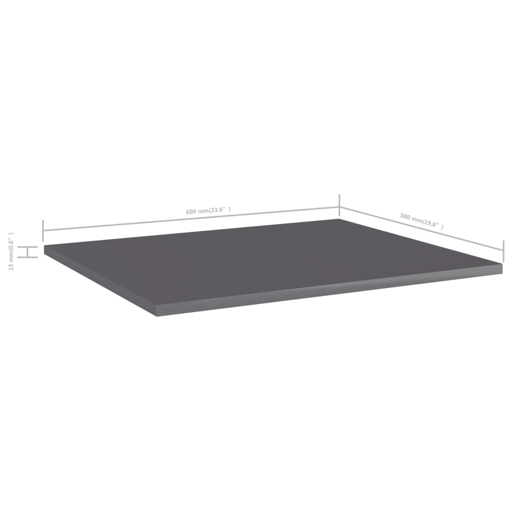 Police za knjige 8 kom visoki sjaj sive 60 x 50 x 1,5 cm drvene