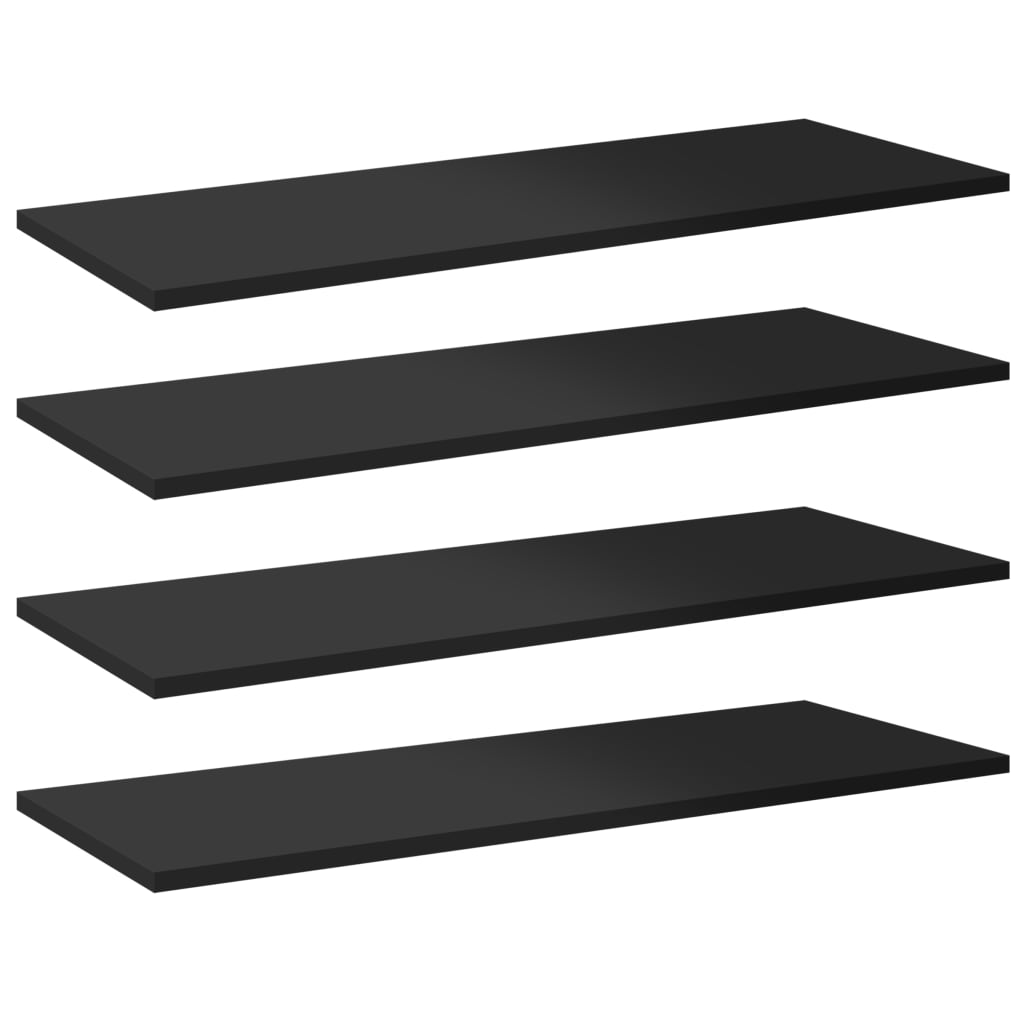 Police za knjige 8 kom visoki sjaj crne 80x30x1,5 cm od iverice