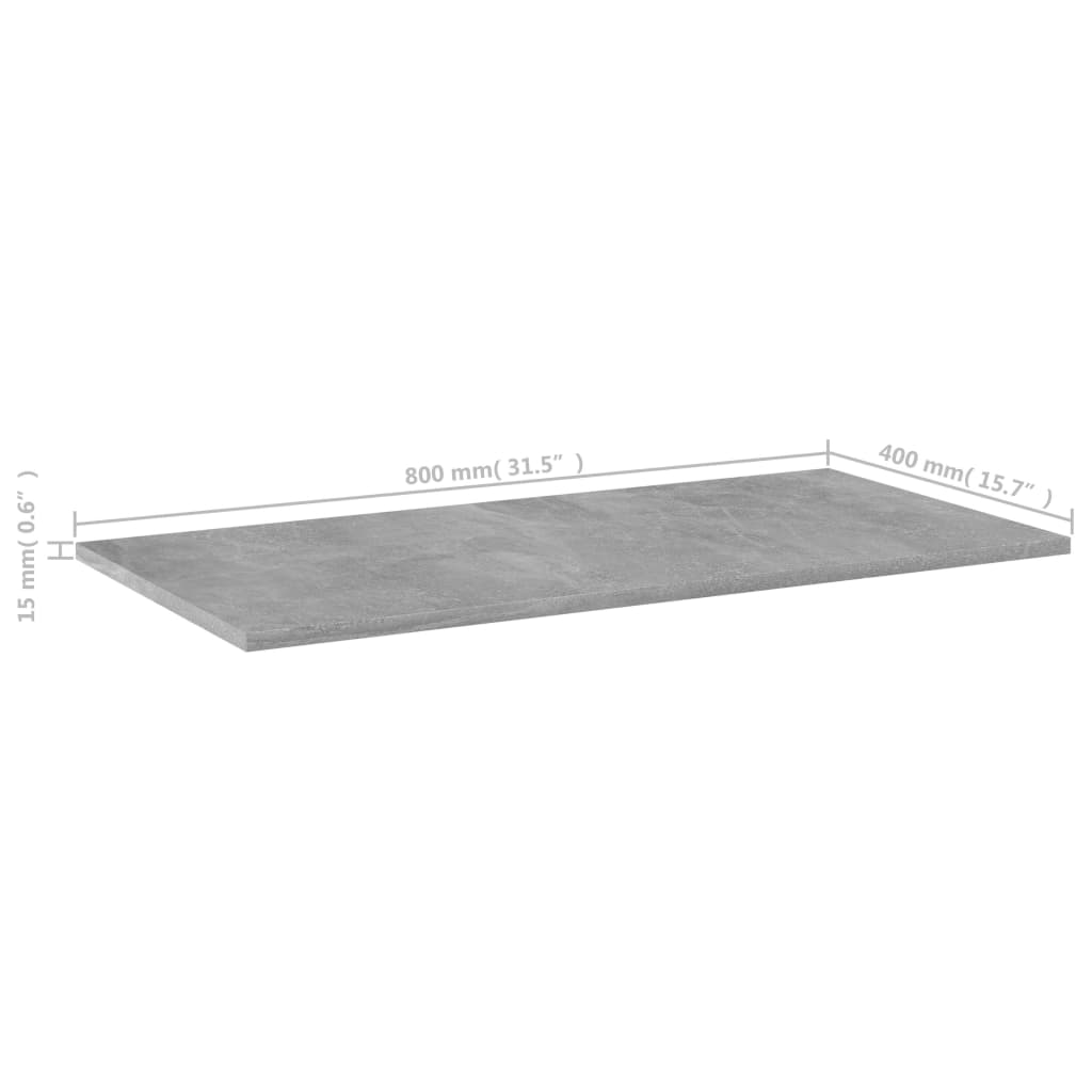 Police za knjige 4 kom siva boja betona 80 x 40 x 1,5 cm drvene