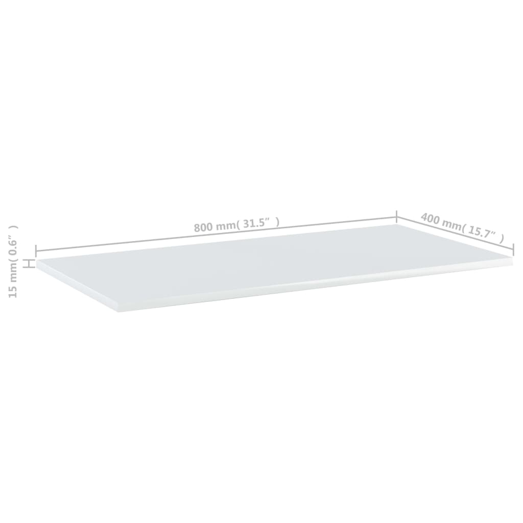 Police za knjige 8 kom visoki sjaj bijele 80x40x1,5 cm iverica
