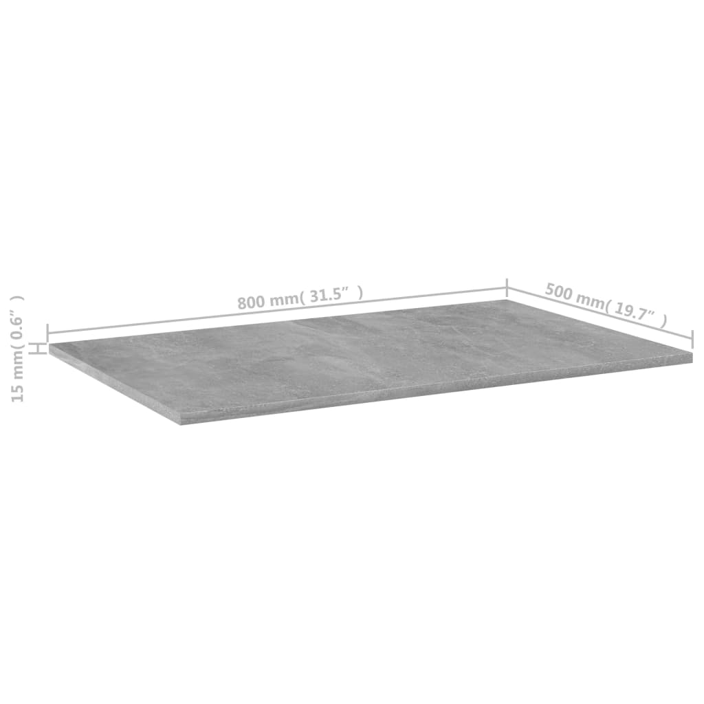 Police za knjige 4 kom siva boja betona 80 x 50 x 1,5 cm drvene