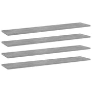 Police za knjige 4 kom siva boja betona 100x20x1,5 cm drvene