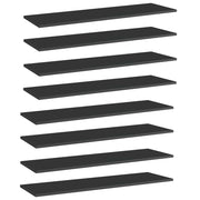 Police za knjige 8 kom visoki sjaj crne 100x30x1,5 cm iverica