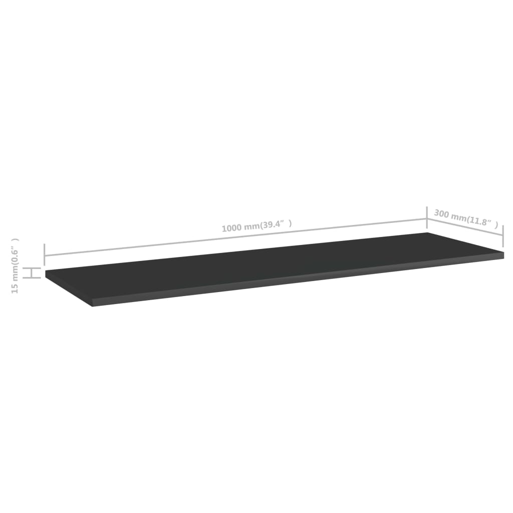 Police za knjige 8 kom visoki sjaj crne 100x30x1,5 cm iverica