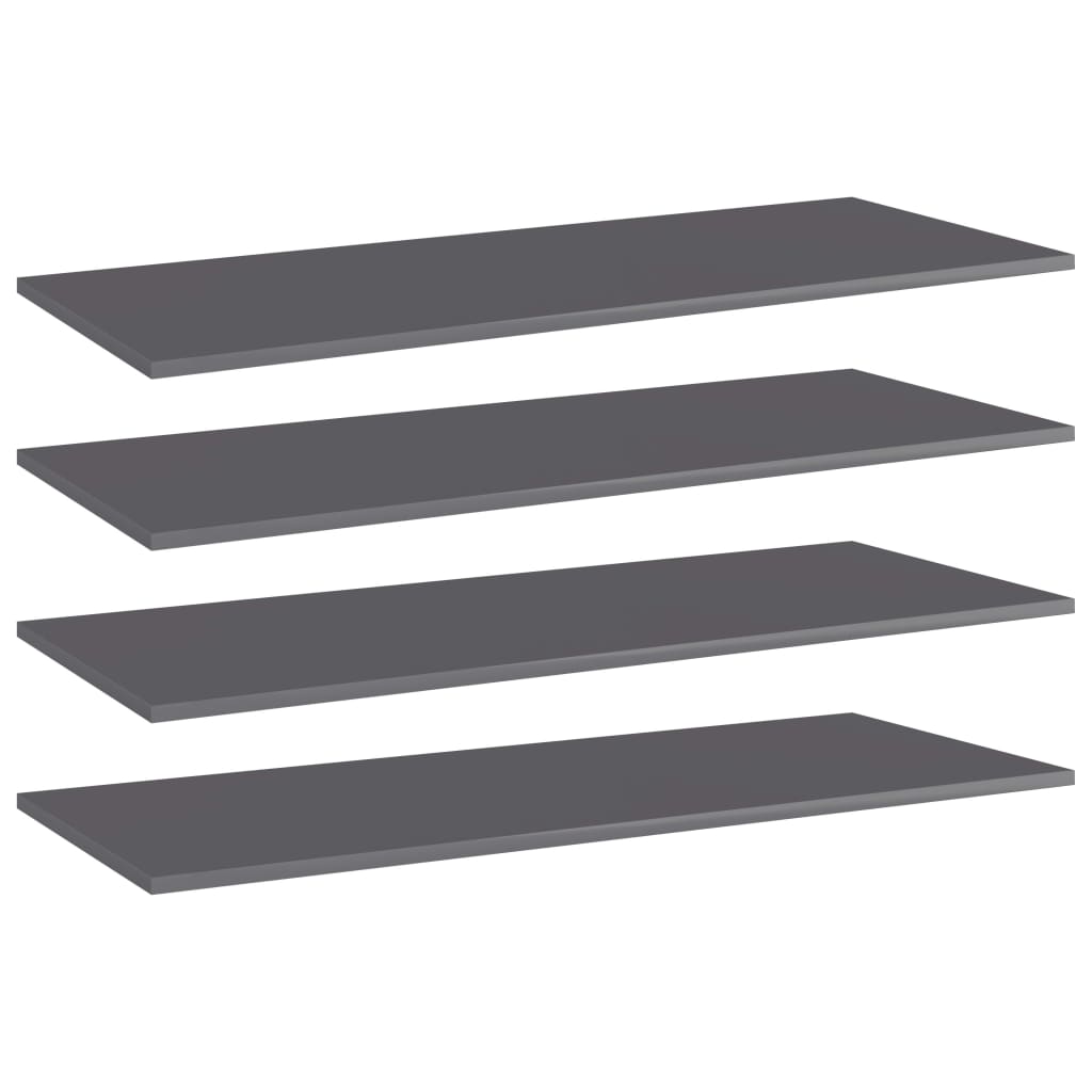 Police za knjige 4 kom visoki sjaj sive 100x40x1,5 cm iverica