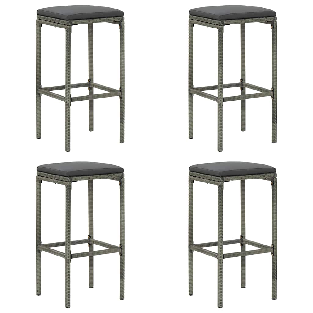 5-dijelni vrtni barski set od poliratana s jastucima sivi Siva 100 cm table length