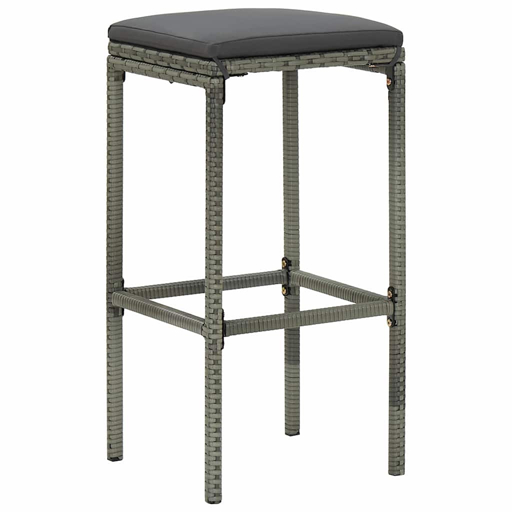 5-dijelni vrtni barski set od poliratana s jastucima sivi Siva 100 cm table length