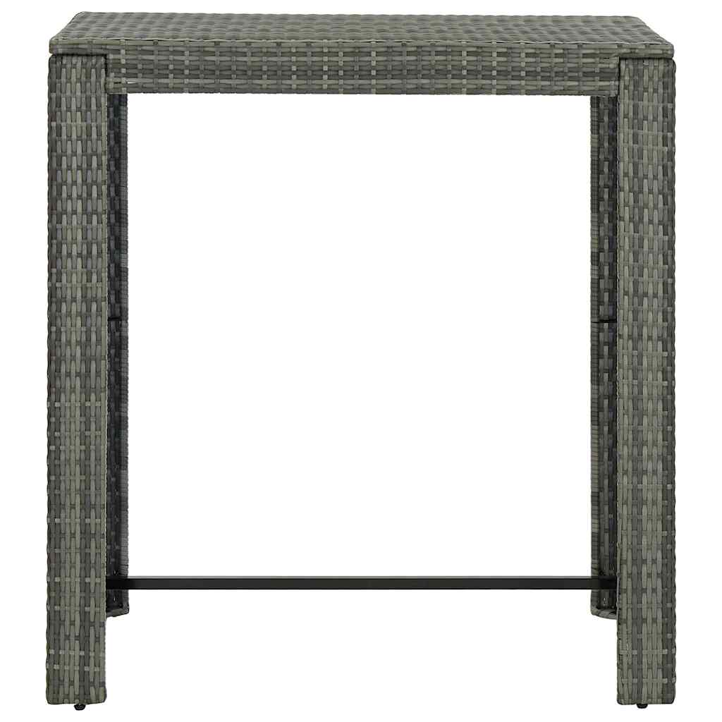 5-dijelni vrtni barski set od poliratana s jastucima sivi Siva 100 cm table length