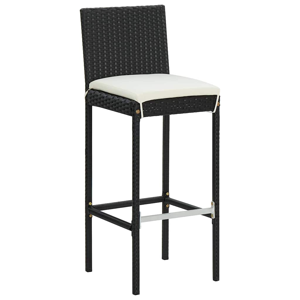 5-dijelni vrtni barski set od poliratana s jastucima crni Crna 100 cm table length