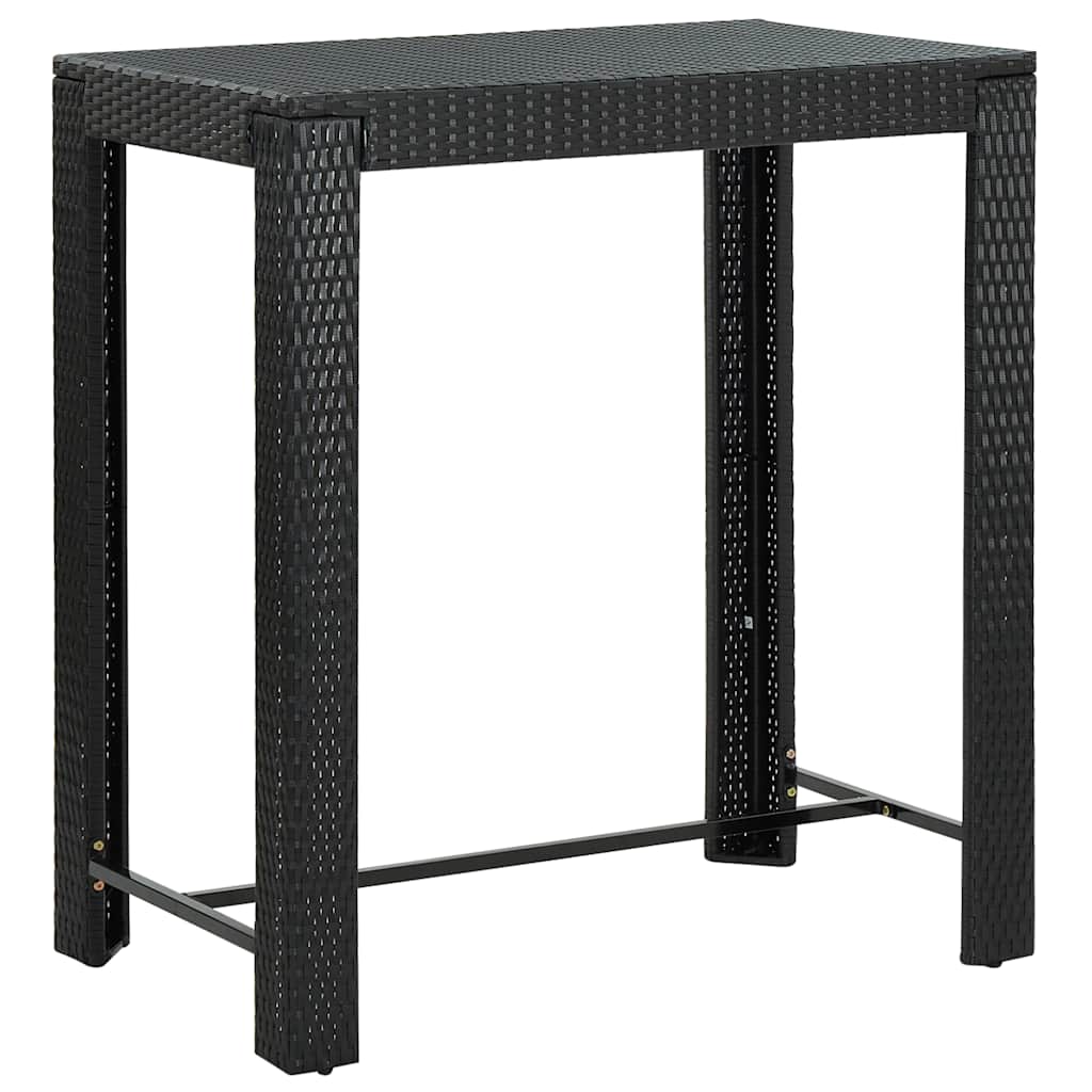 5-dijelni vrtni barski set od poliratana s jastucima crni Crna 100 cm table length