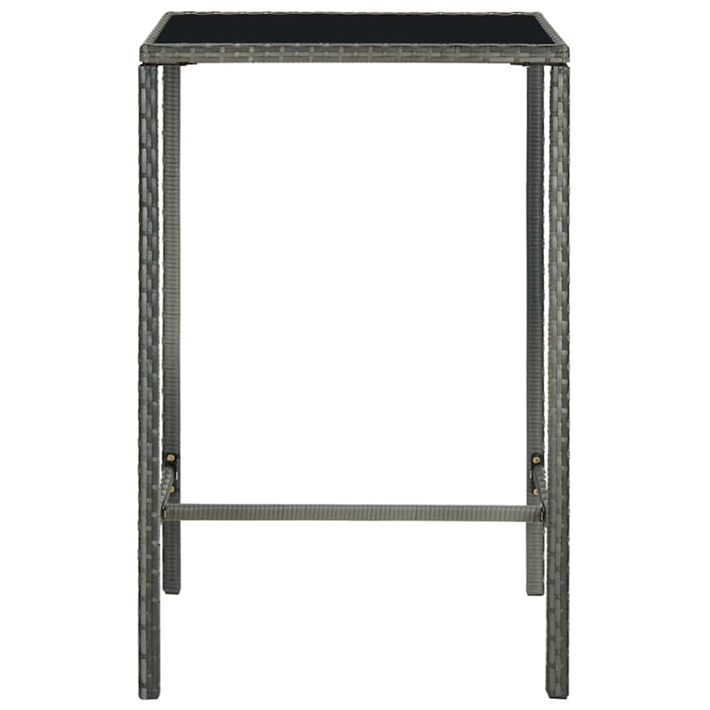 3-dijelni vrtni barski set od poliratana s jastucima sivi Siva 70 cm table length