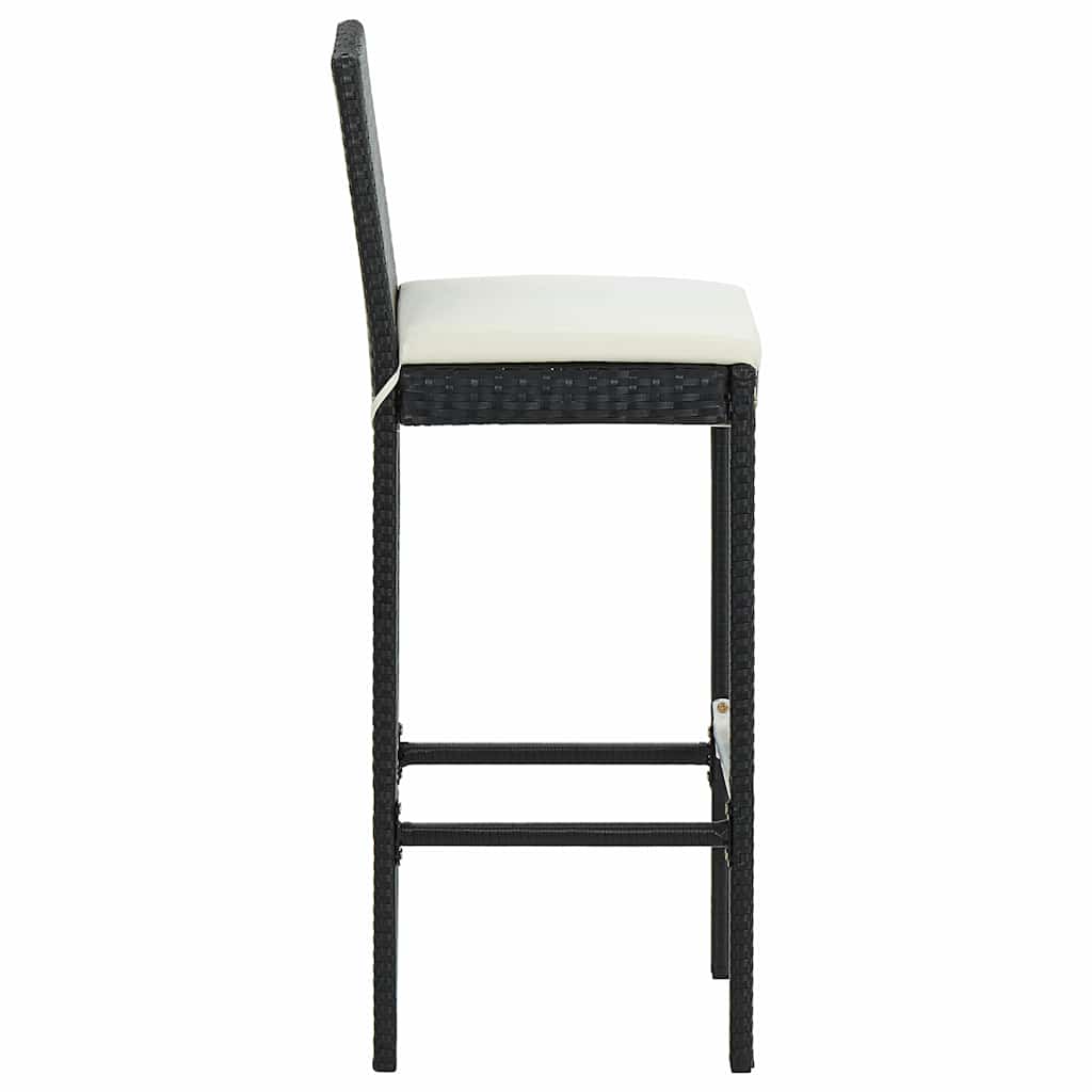 3-dijelni vrtni barski set od poliratana s jastucima crni Crna 60 cm table length