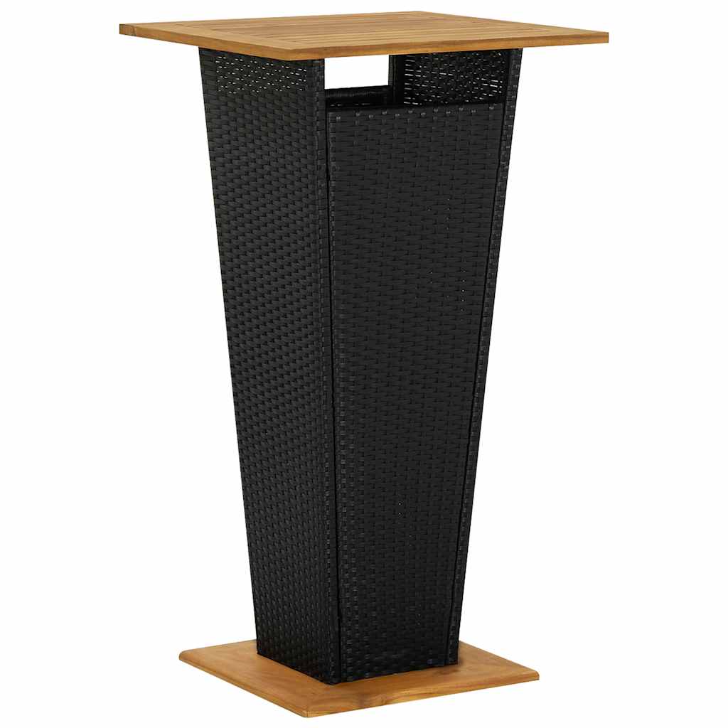 3-dijelni vrtni barski set od poliratana s jastucima crni Crna 60 cm table length