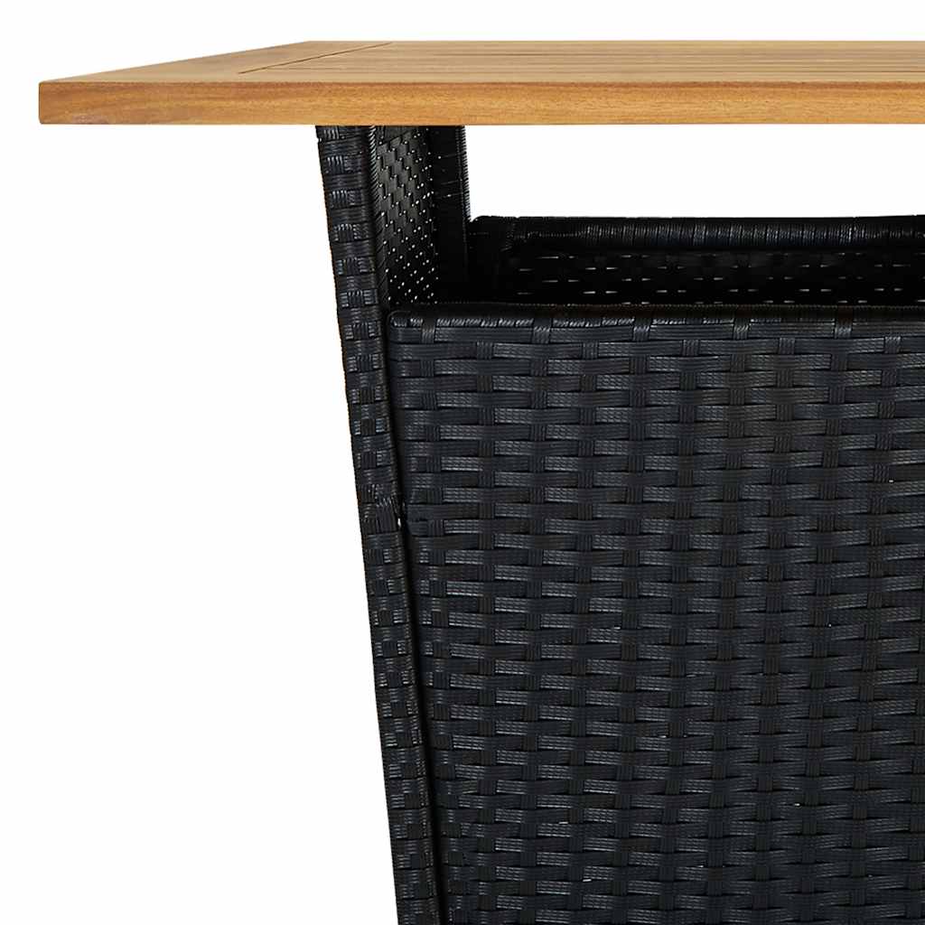 3-dijelni vrtni barski set od poliratana s jastucima crni Crna 60 cm table length