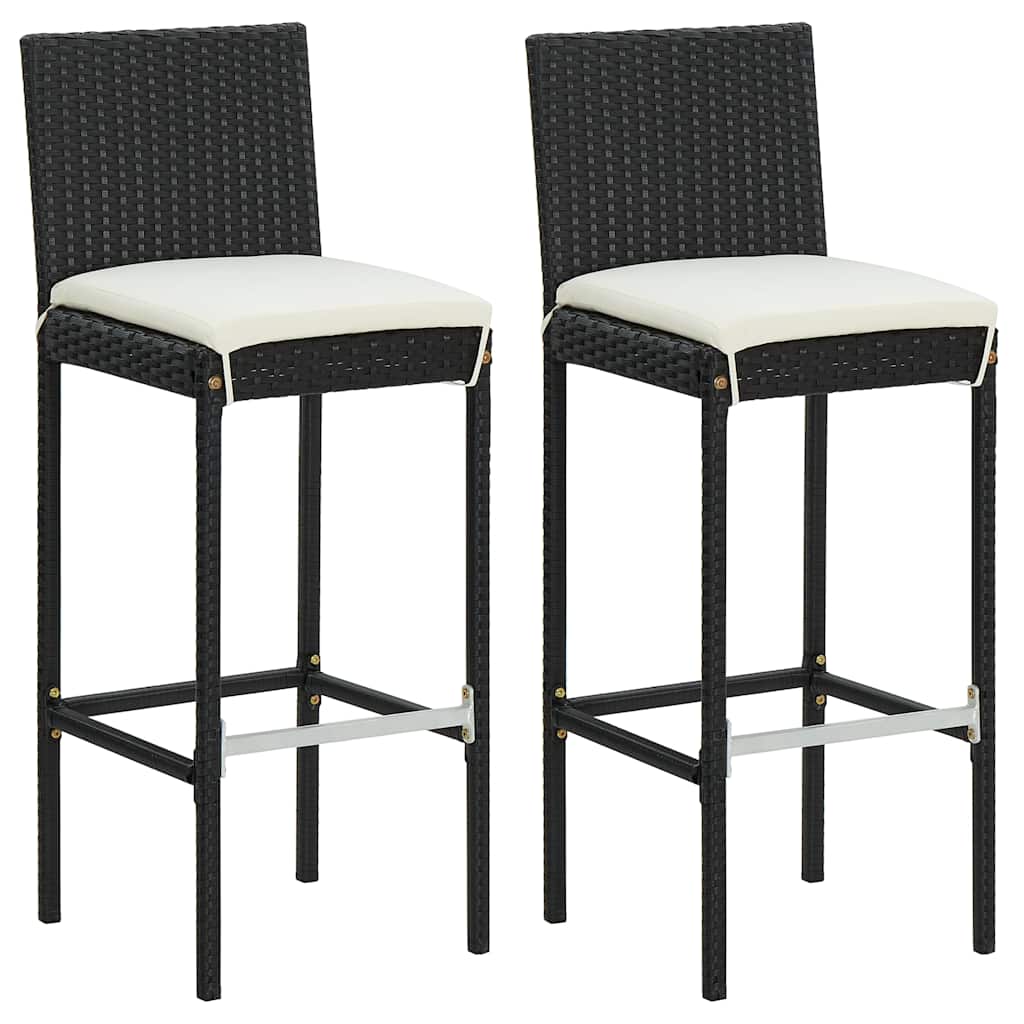 3-dijelni vrtni barski set od poliratana s jastucima crni Crna 60 cm table length