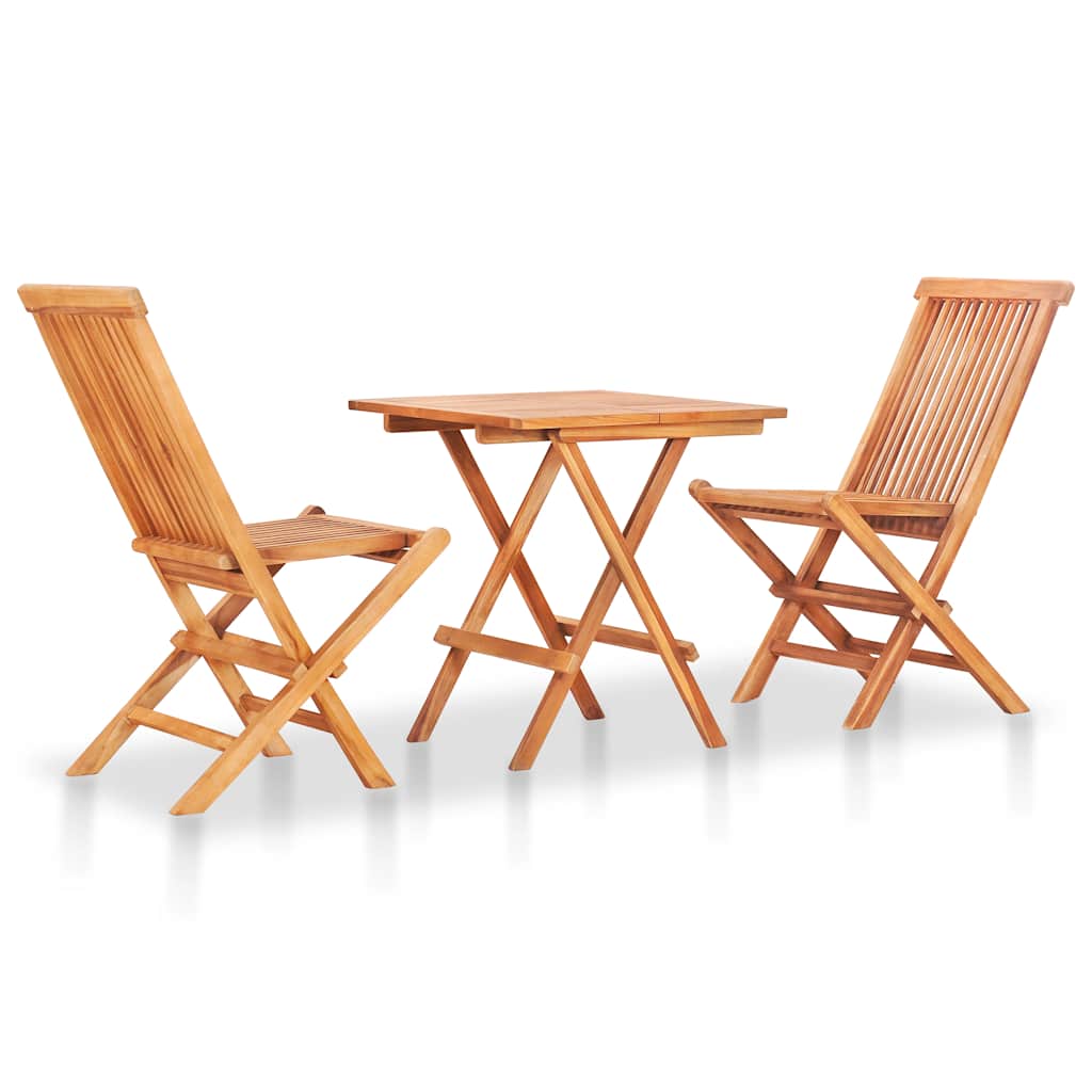 3-dijelni bistro set s bež jastucima od masivne tikovine