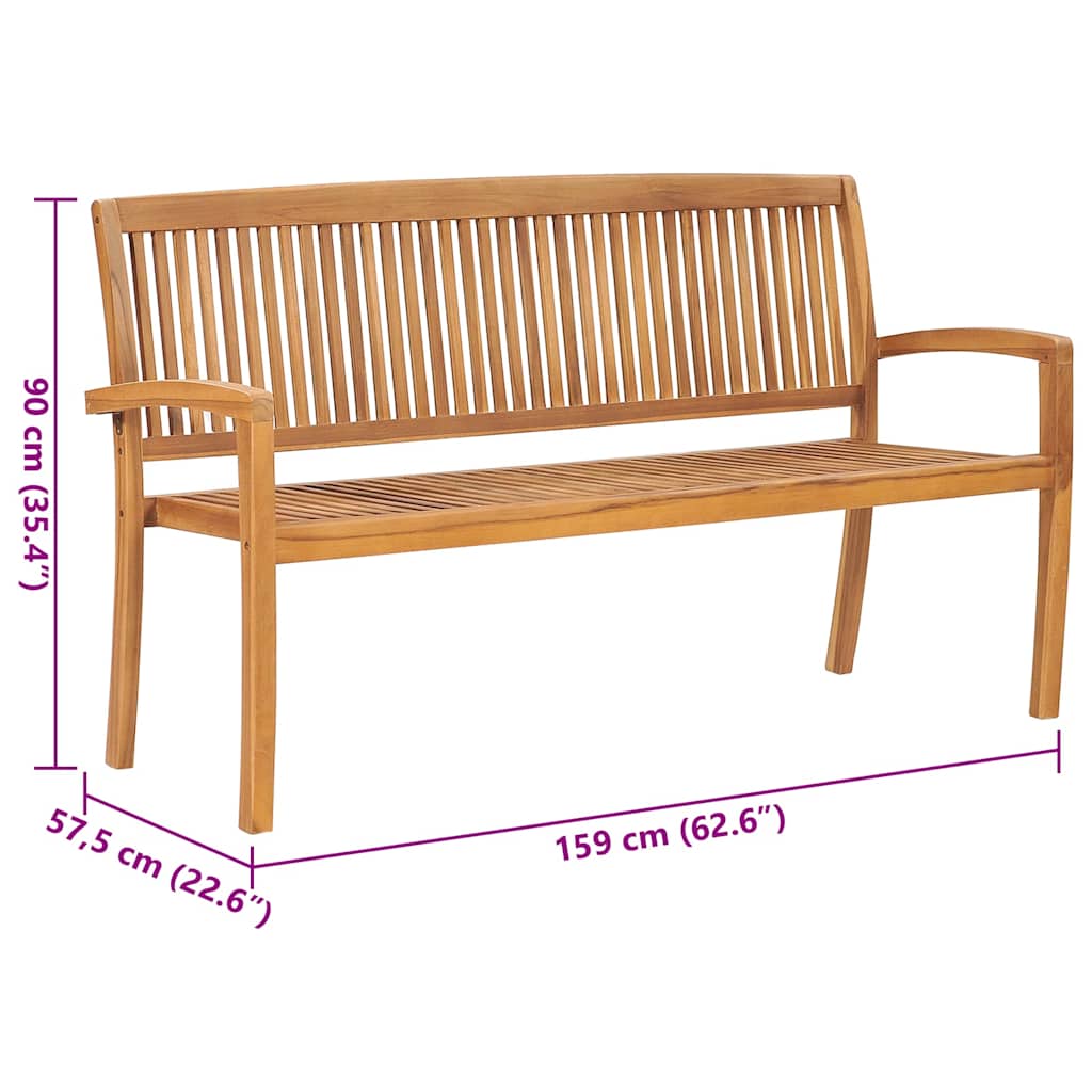 Složiva vrtna klupa s jastukom 159 cm od masovne tikovine Crvena 150 cm