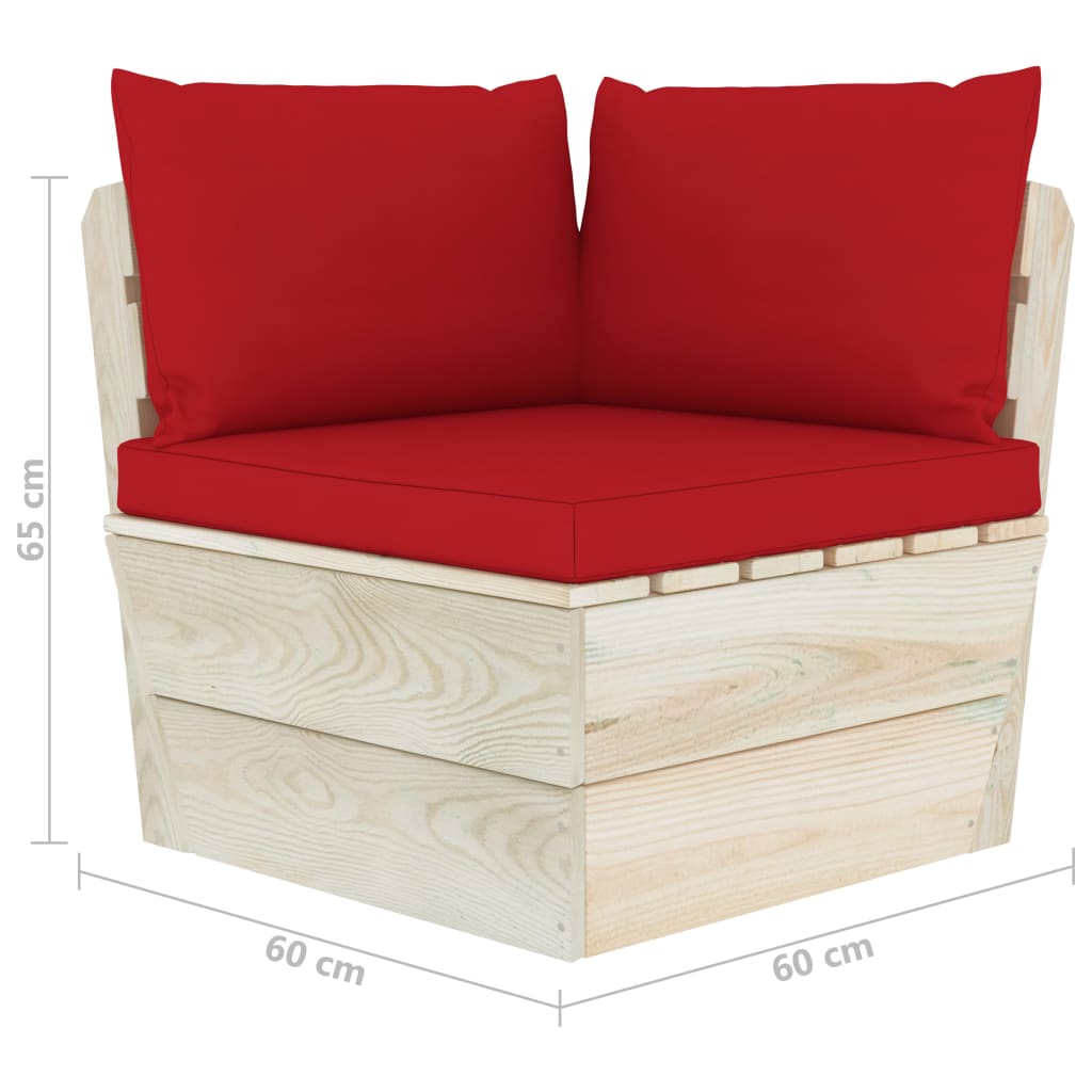 Vrtna kutna sofa od paleta s jastucima impregnirana smrekovina