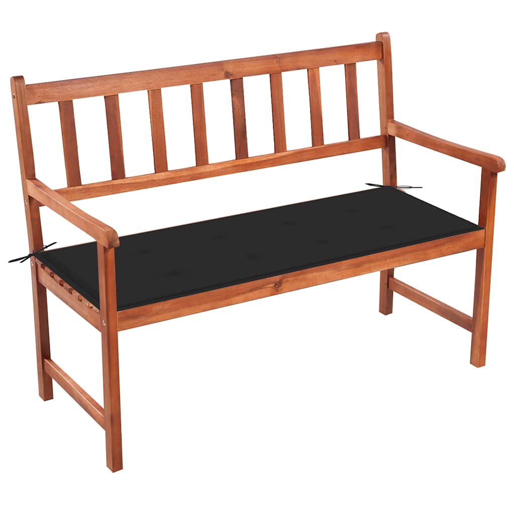 Vrtna klupa s jastukom 120 cm od masivnog bagremovog drva Crna 120 x 50 x 4 cm