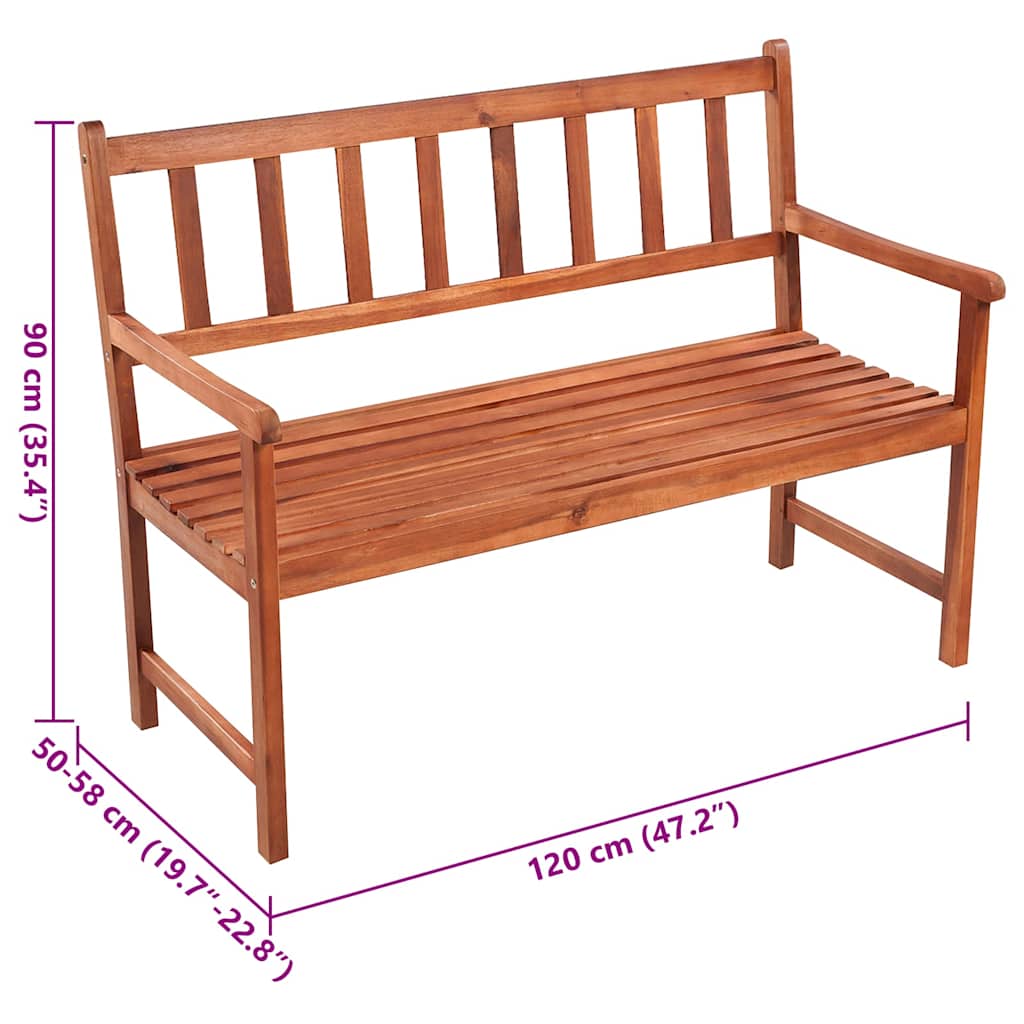 Vrtna klupa s jastukom 120 cm od masivnog bagremovog drva Crna 120 x 50 x 4 cm