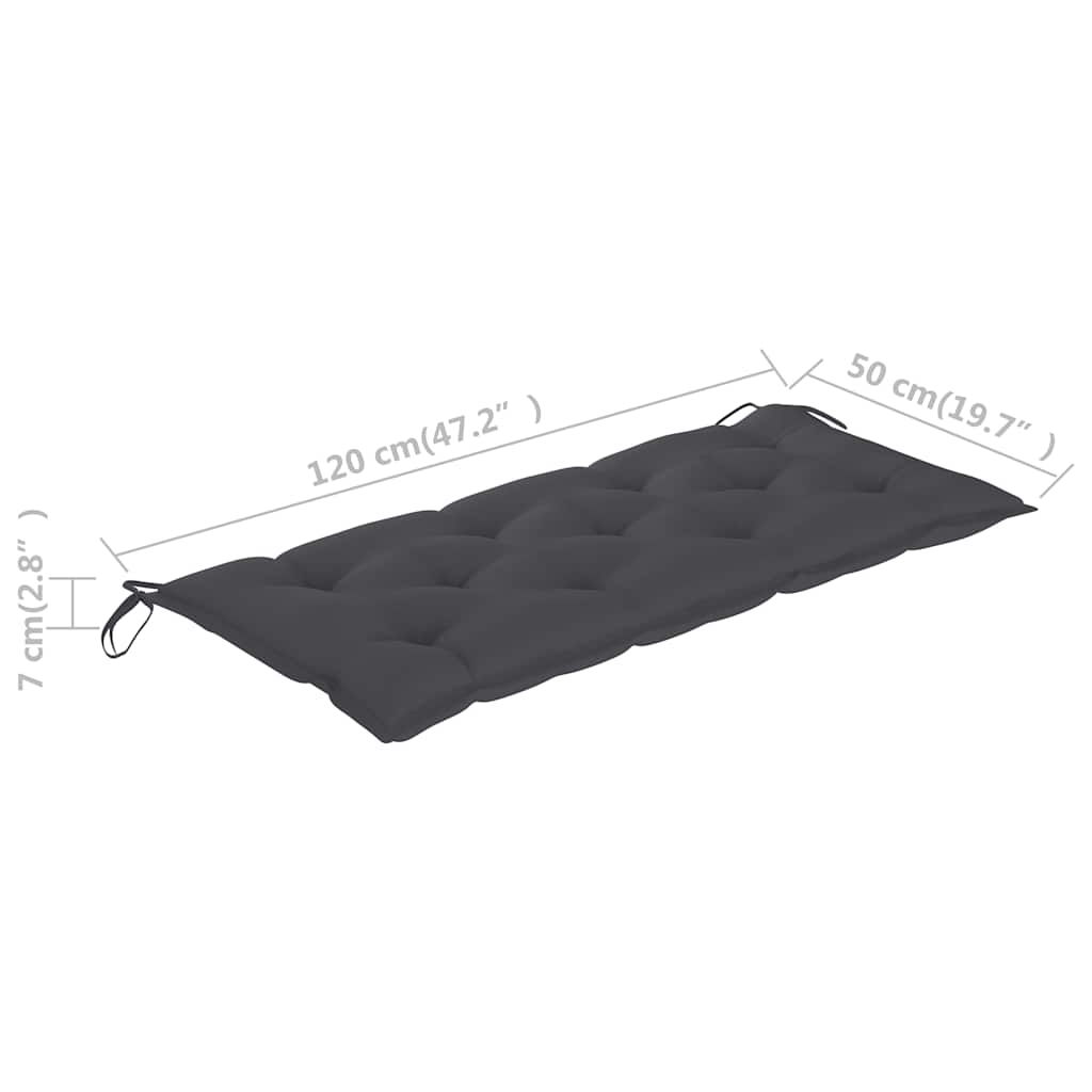 Vrtna klupa s jastukom 120 cm od masivnog bagremovog drva Antracitno siva 120 x 50 x 7 cm