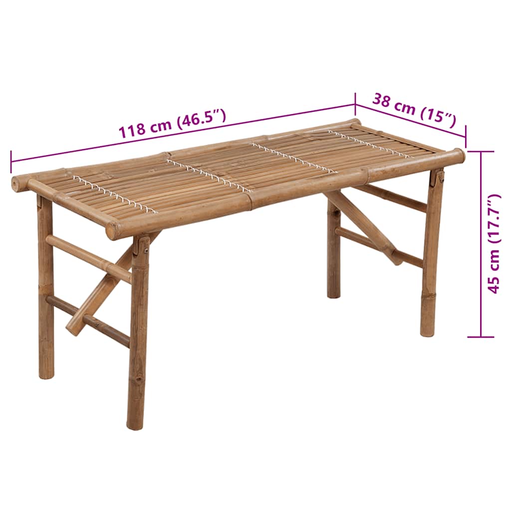 Sklopiva vrtna klupa s jastukom 118 cm od bambusa