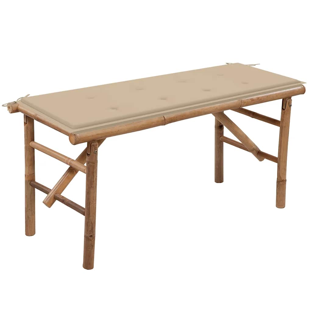 Sklopiva vrtna klupa s jastukom 118 cm od bambusa