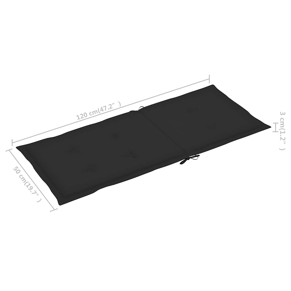 Sklopive stolice 6 kom s jastucima od punog bagremovog drveta Crna 120 x 50 x 3 cm