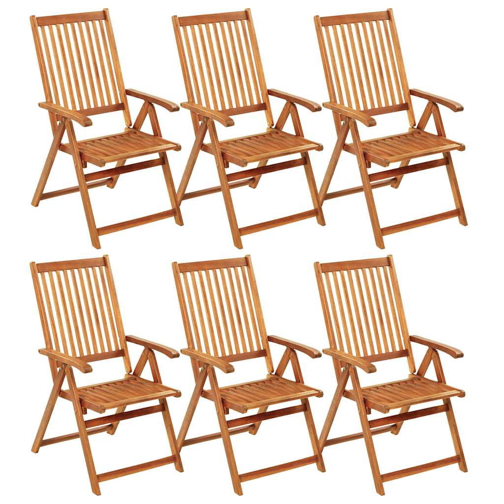 Sklopive stolice 6 kom s jastucima od punog bagremovog drveta Crna 120 x 50 x 3 cm